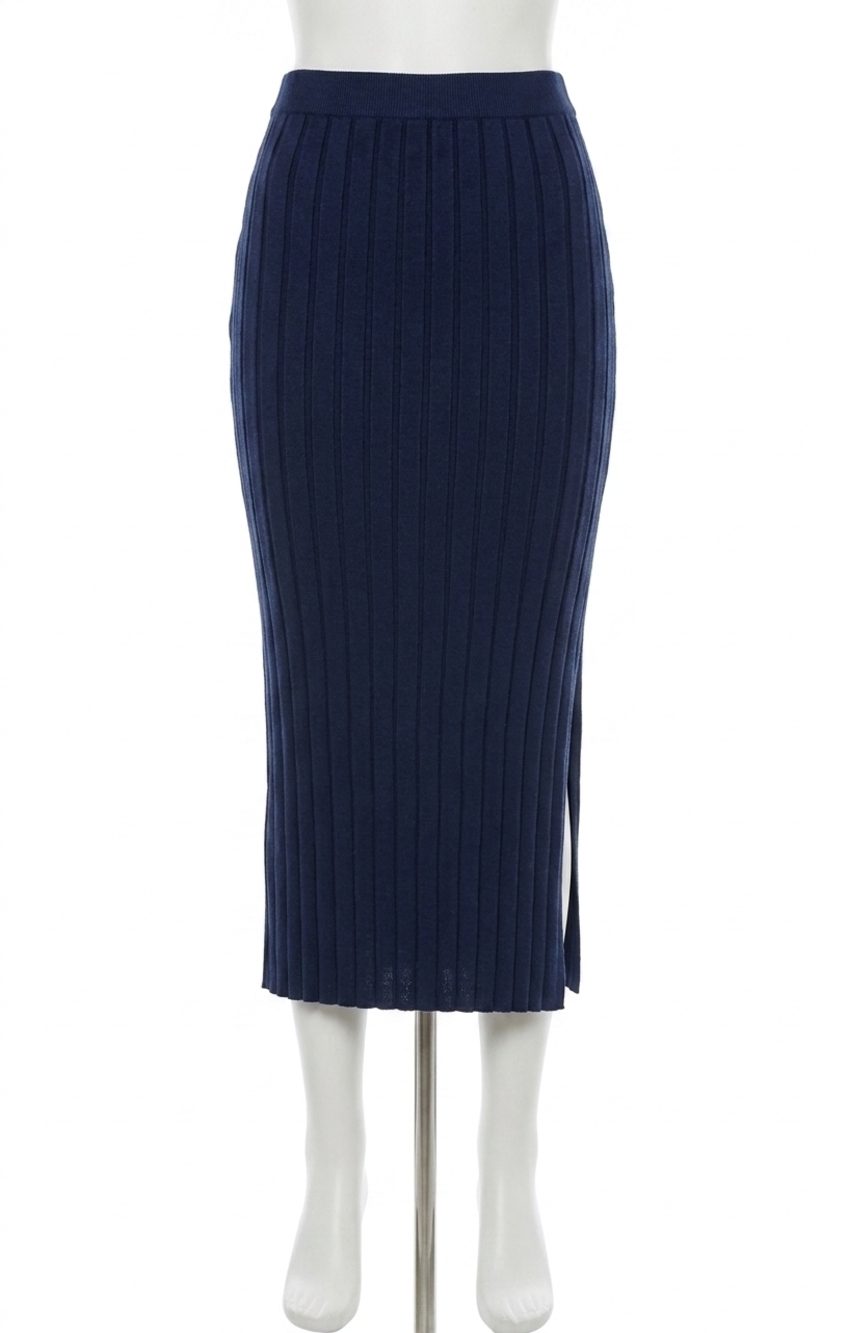 NEW SADIE & SAGE no bad days ribbed midi skirt in navy